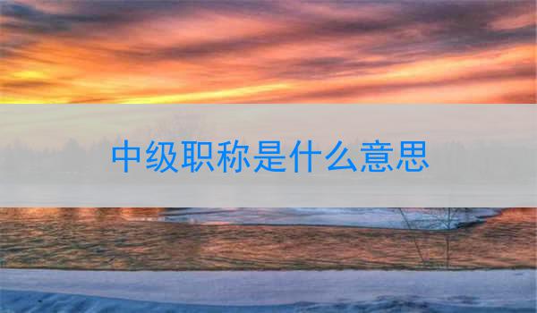中级职称是什么意思