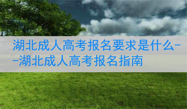 湖北成人高考报名要求是什么--湖北成人高考报名指南