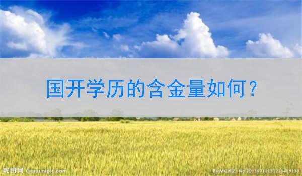 国开学历的含金量如何？