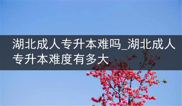 湖北成人专升本难吗_湖北成人专升本难度有多大