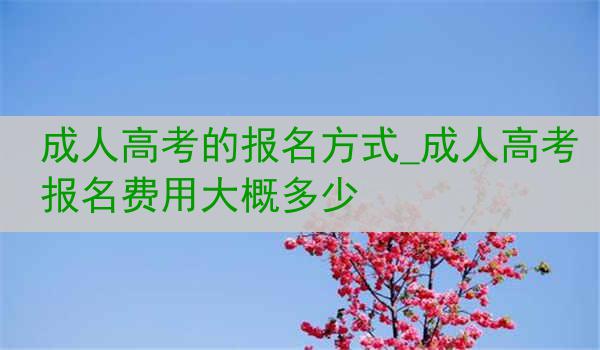 成人高考的报名方式_成人高考报名费用大概多少