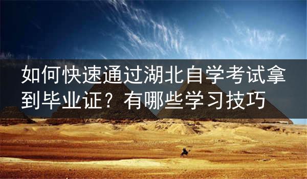 如何快速通过湖北自学考试拿到毕业证？有哪些学习技巧