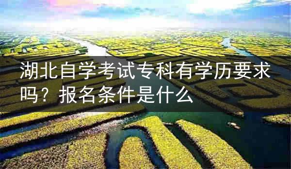 湖北自学考试专科有学历要求吗？报名条件是什么