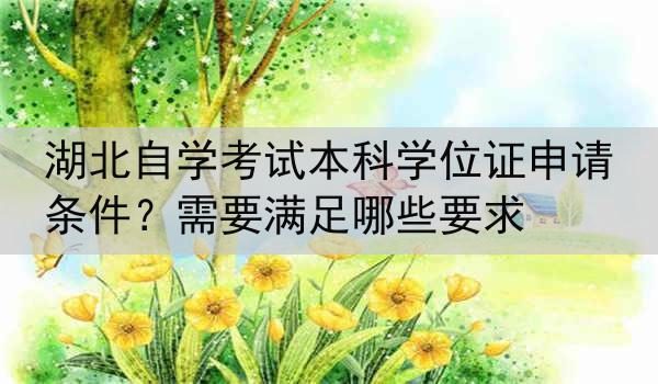 湖北自学考试本科学位证申请条件？需要满足哪些要求