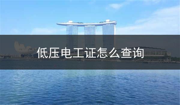 低压电工证怎么查询