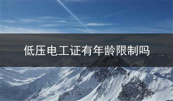 低压电工证有年龄限制吗