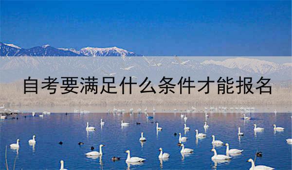 自考要满足什么条件才能报名
