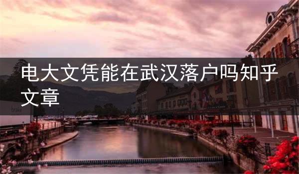 电大文凭能在武汉落户吗知乎文章
