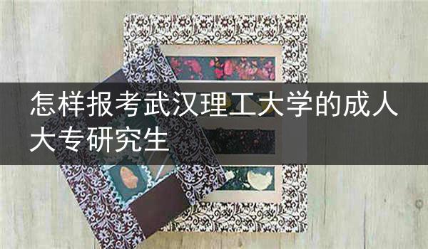 怎样报考武汉理工大学的成人大专研究生