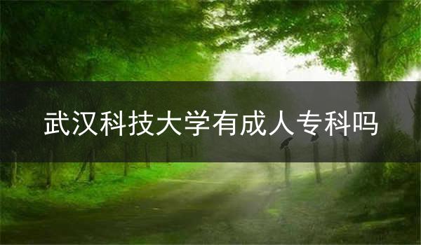 武汉科技大学有成人专科吗