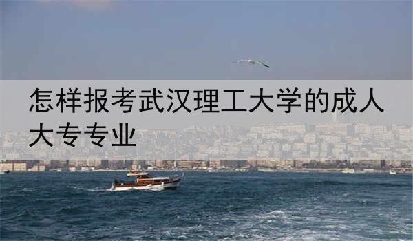 怎样报考武汉理工大学的成人大专专业