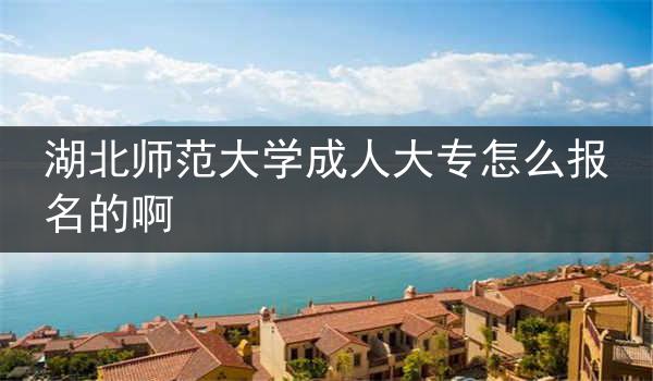 湖北师范大学成人大专怎么报名的啊