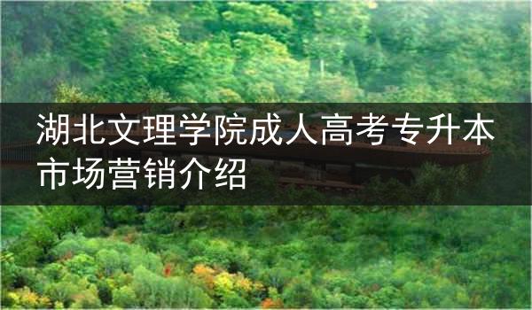 湖北文理学院成人高考专升本市场营销介绍